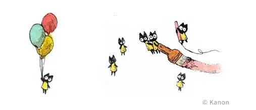 黒猫のキャラクターが描かれた小さなイラスト