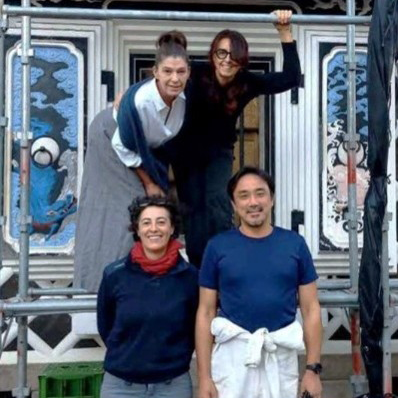 前川主任研究員とイタリアの保存修復士の皆さん